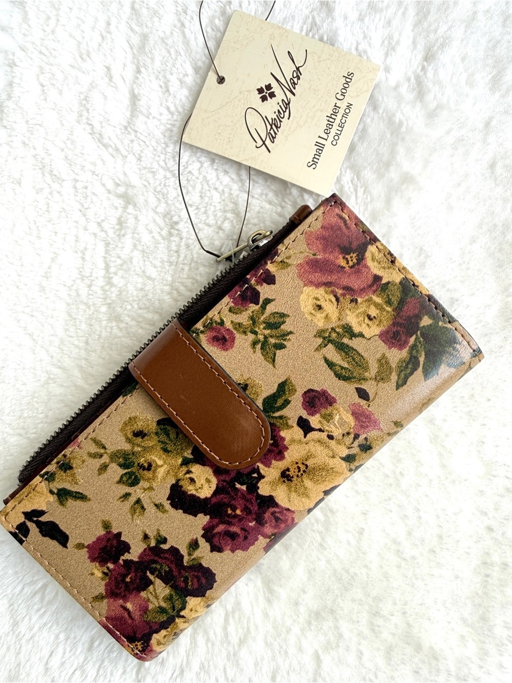 Patricia Nash Nazari Bifold Wallet in the "Antique Rose" Print